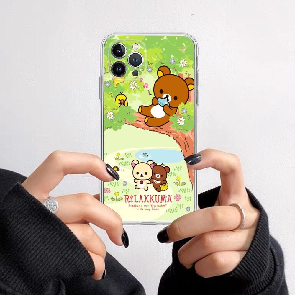 Cute Cartoon R-Rilakkuma Phone Case for iPhone 16 15 8 7 6 6S Plus X SE XR XS 14 11 12 13 Mini Pro Max Mobile Case