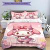 3pcs Charming My Melody Bedding Set - Includes Quilt Cover and Pillowcases, Suitable for All Seasons- Ideal Gift for Family and Friends.H009