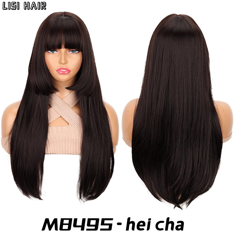 

XINRAN синтетический длинный прямой парик с челкой, стрижка принцессы, аниме, наращивание парика, натуральный парик для женщин, одежда для косплея 52cm