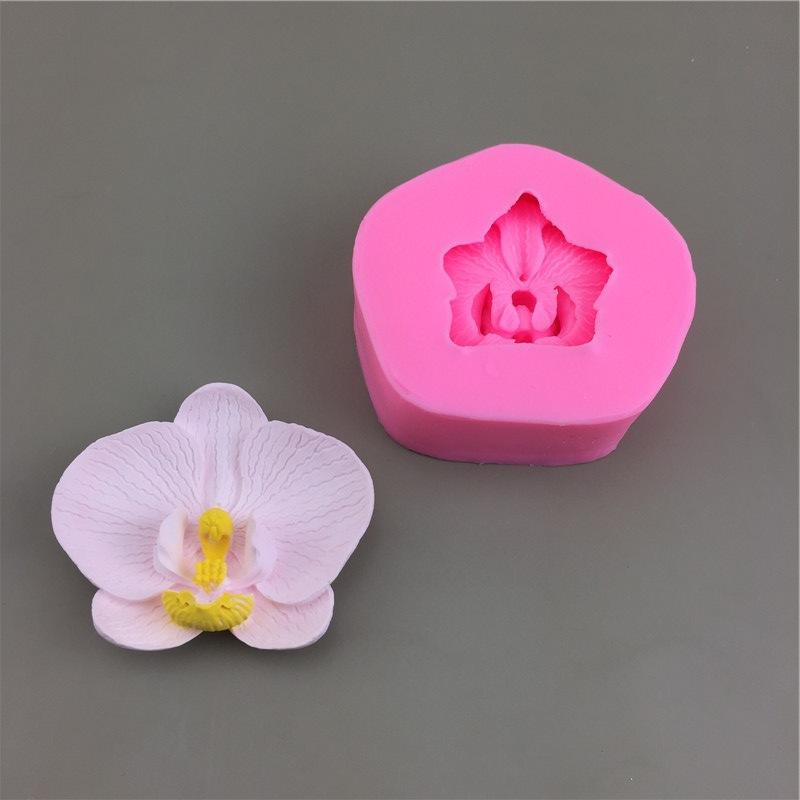 Silicone Candle Mold 3D Butterfly Orchid Flower Aromatherapy Gypsum Soap Molds Cupcake Fondant Candle Decoration Baking Tool