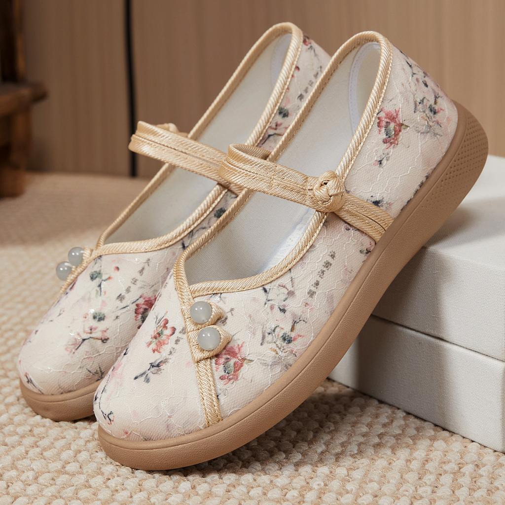 Scarpe Mary Jane da Donna Scarpe Ballerine Scarpe da Ballo Ricamate Espadrillas Comode a Punta Tonda Scarpe da Passeggio Antiscivolo da Donna