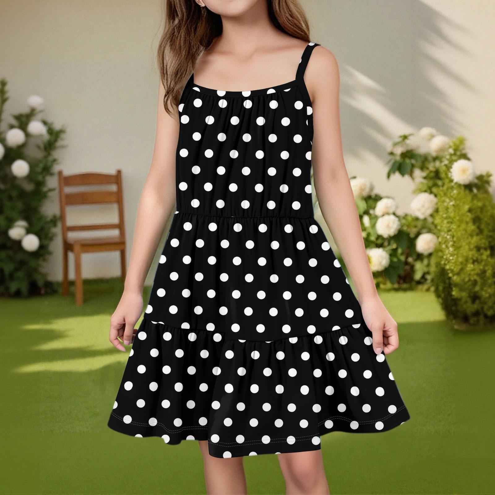 

Детское летнее повседневное модное платье без рукавов с круглым вырезом 150 чёрный