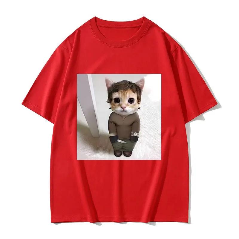 Funny Cat Cosplay Dexter Morgan Meme T-shirt Men Women Casual Vintage Cotton T Shirt Male Fashion Oversized T-shirts
