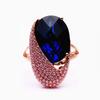Purple Gold-Plated Rose Gold Inlaid Zircon Ring, Simple Light Luxury Color Gold Wide Version Fat Hand Adjustable Ring