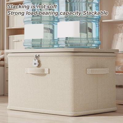 Lockable Storage Box Odor Proof Storage Container Stackable with Handle Locking Organizing Bin Washable Shelf Baskets for Home