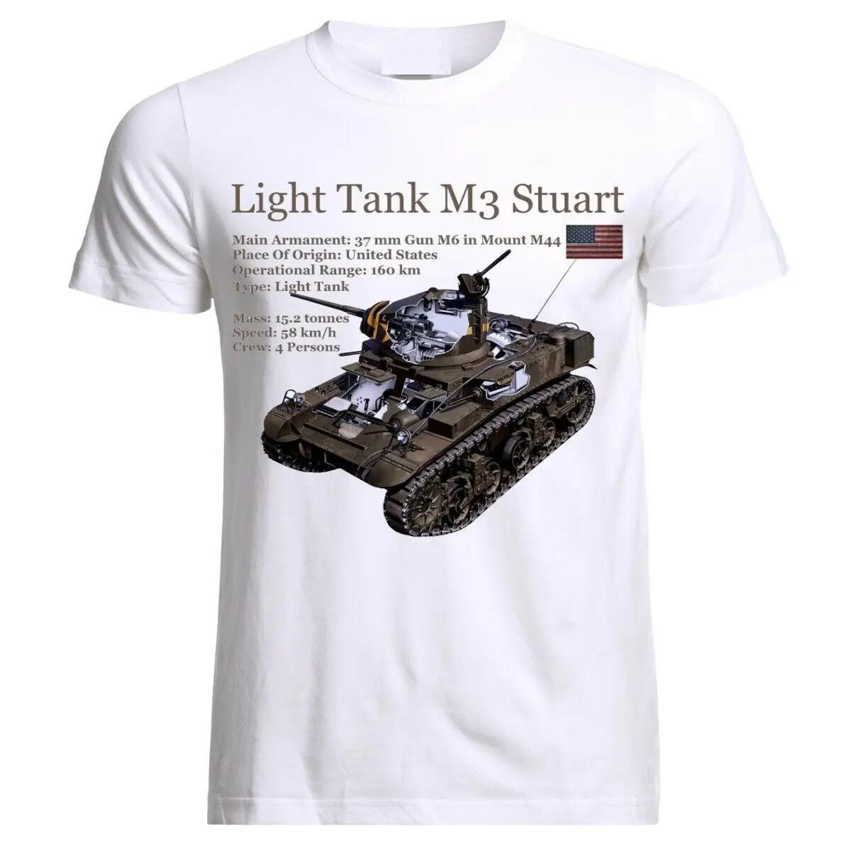 

WWII US Army M3 Stuart Light Tank Blueprint TShirt 100 Cotton ONeck Summer Short Sleeve Casual Mens Tshirt Size S3XL S