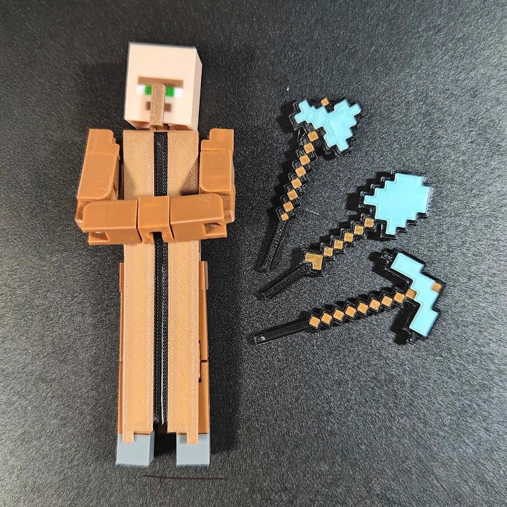 3D Printed MC Muffin Squad Multi-articular Annoying villagers Zombie Mobile Assembled Finished Model Toys