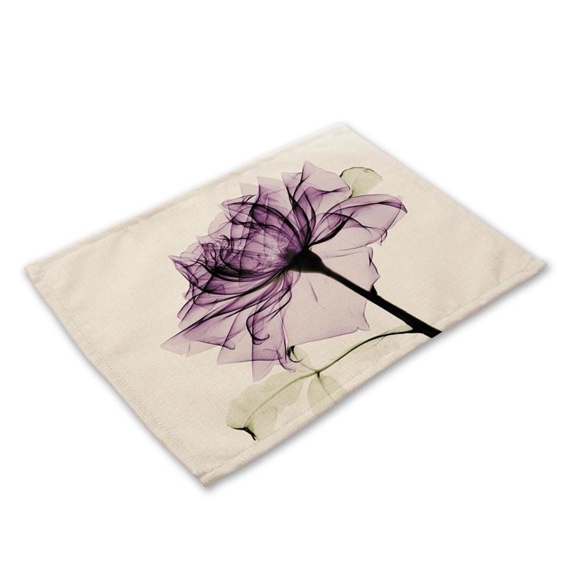 

Flower Pattern Kitchen Placemat Dining Table Mat Drink Coaster Cotton Linen Pads Bowl Cup Mats Home Decor 2pcs 30x45cm
