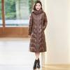 Down cotton jacket women's long over the knee 2025 winter new Korean slim padded jacket plus size thickened cotton coat jacket