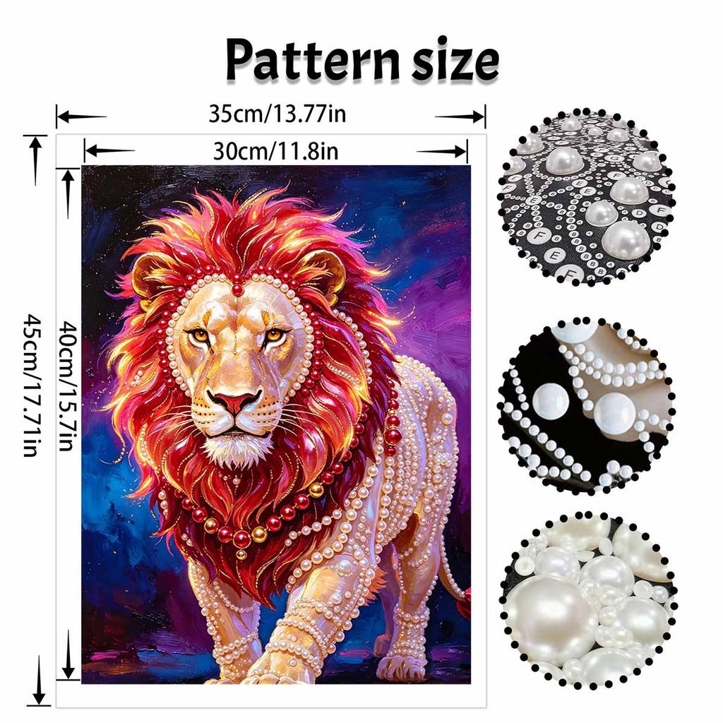 Majestic Lion Pearl Kit 5D DIY Rhinestone Art Craft for Home Desktop Decoration Relaxing Handmade Gift