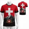 Schweiz Wappen Aufdruck Kurzarm T-Shirt Lässig Rundhals Grafik T-Shirt