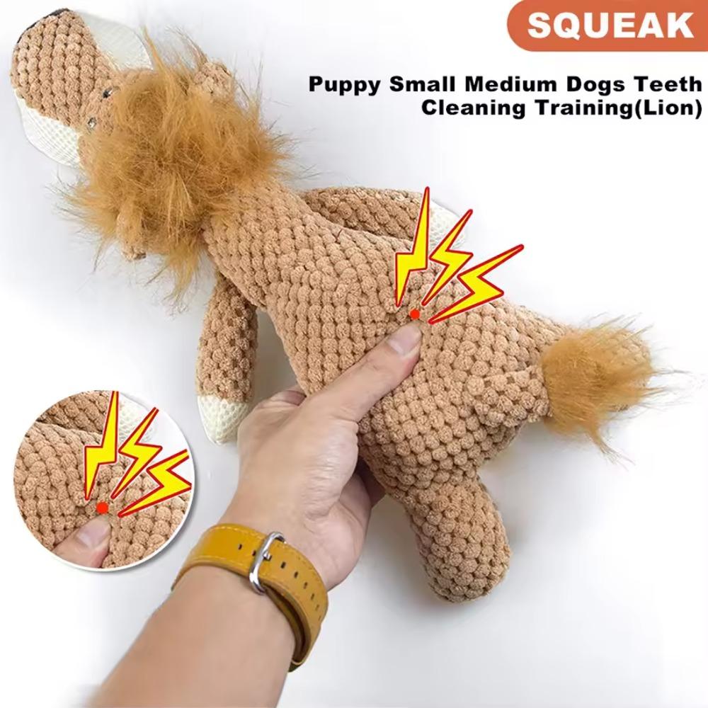 1Pcs Large Dog Toy Bite-Resistant Sound Plush Toy Lion Wolf Elephant Cartoon Pet Toy Squeaky Dog Toy for Small & Medium Dogs