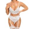 Women's Lace Lingerie Set Elegant Floral Design with Adjustable Straps, Includes Bra, Panty, and Garter Belt Perfect for Special Occasions