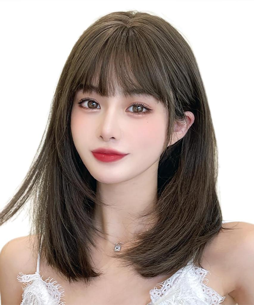 Aisiqueens Wig Medium Full Wig Women Crossdressing Ladies Straight Natural Small Face Cute Breathable Wig Heat Resistant Wig Wig For Everyday Use