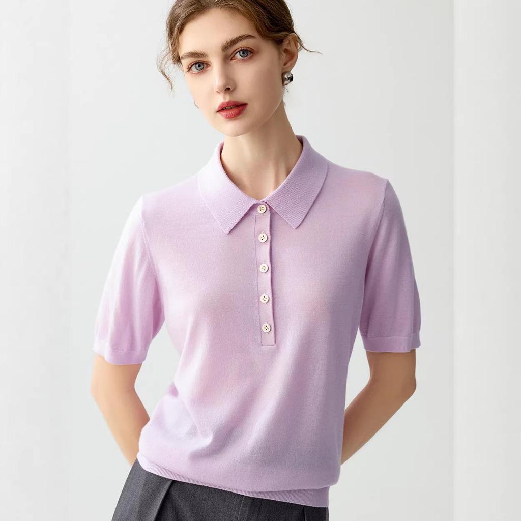 Women's Superfine Wool Knit Vest POLO Shirt