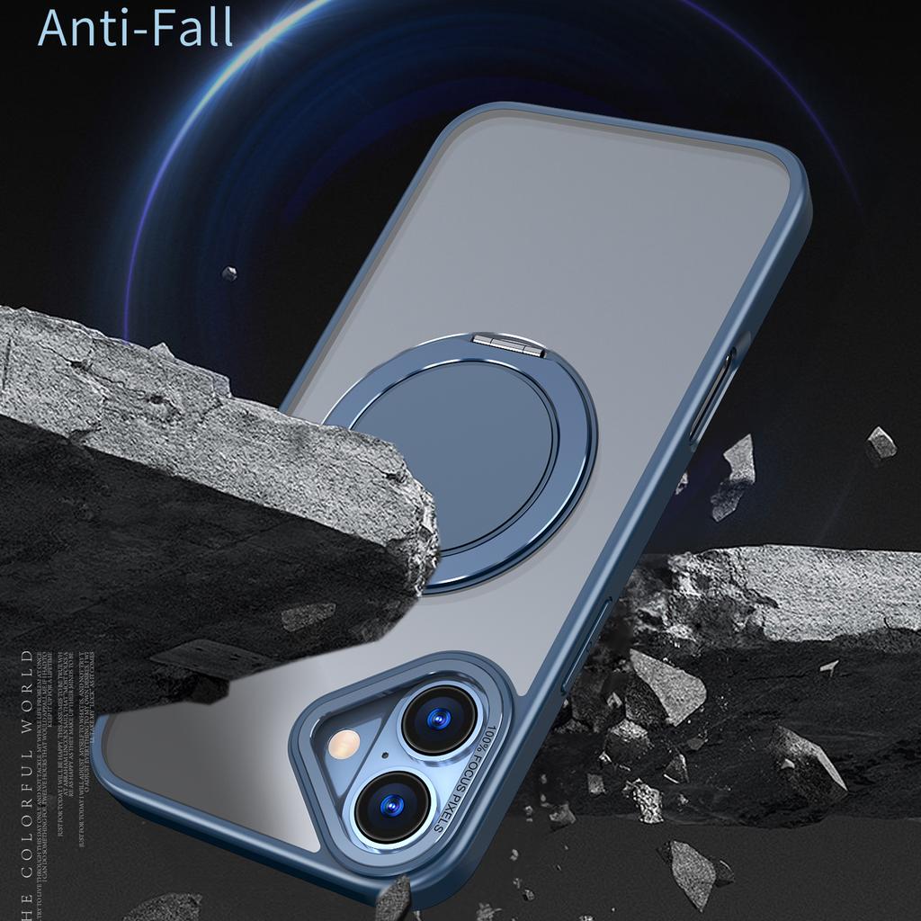 For iPhone 16 Phone Case Ring Kickstand Back Cover Compatible with MagSafe