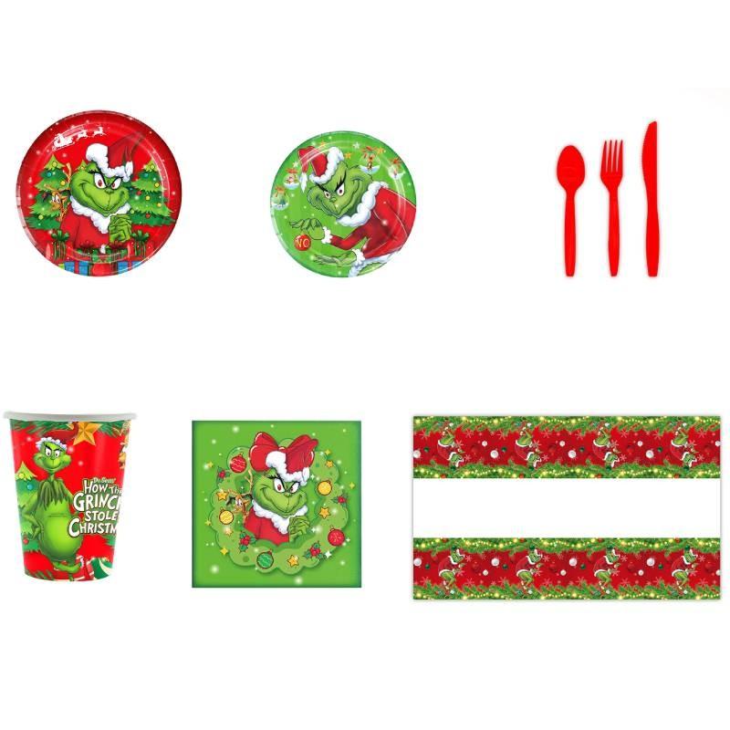 The Christmas Themed Party Decorations Supplies Set Plates Napkins Cups