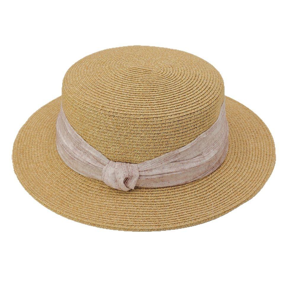 Ink wind webbing, flat-top straw hat for women, summer sunshade travel, versatile top hat, sunscreen hat, seaside woman