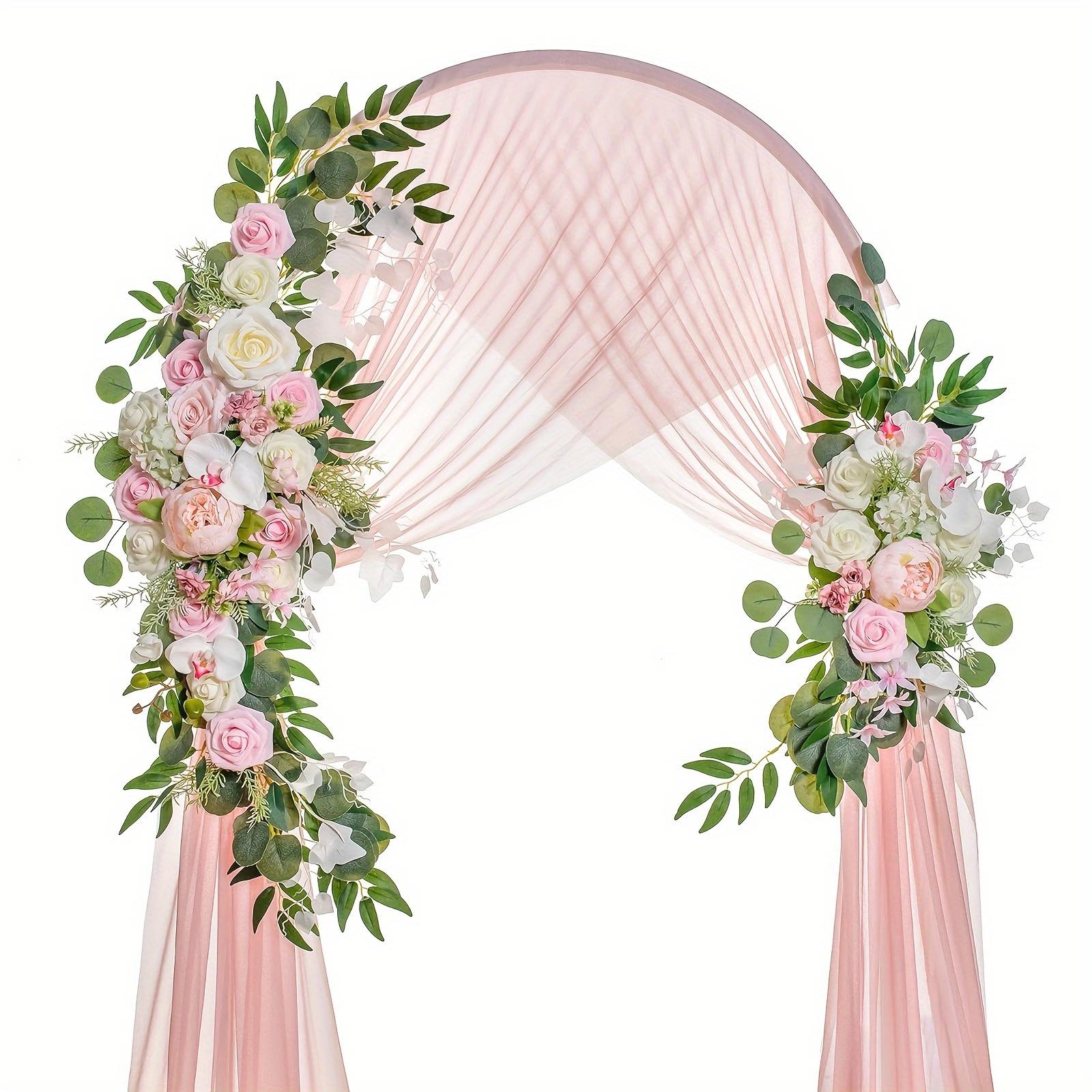 

2pcs Elegant Artificial Flower Swags for Wedding Ceremony & Arch Decor - Versatile Home Accent, No Power Needed, for Spring рожевий