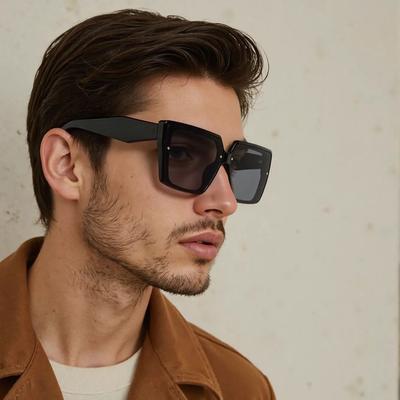 Vintage High Square Sunglasses For Men Glass Pc Material Minimalist Design For Spring Summer Versatile For Urban Commuting