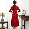 Middle-aged and elderly autumn clothes, middle-aged improved version of cheongsam temperament dress, small mother, foreign style wedding dress, skirt