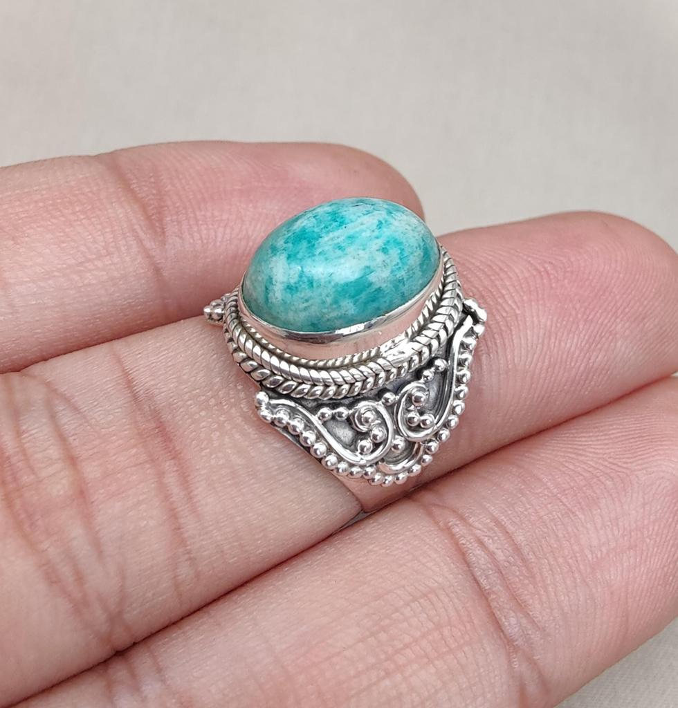 Amazonite Ring 925 Sterling Silver Jewelry Handmade Boho Gemstone Birthday Gift
