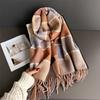 Fashion Winter Scarf Women Classics Plaid Designer Luxury Outdoor Cashmere Shawl Blanket Wrap Pashmina Tassel Warm Lady