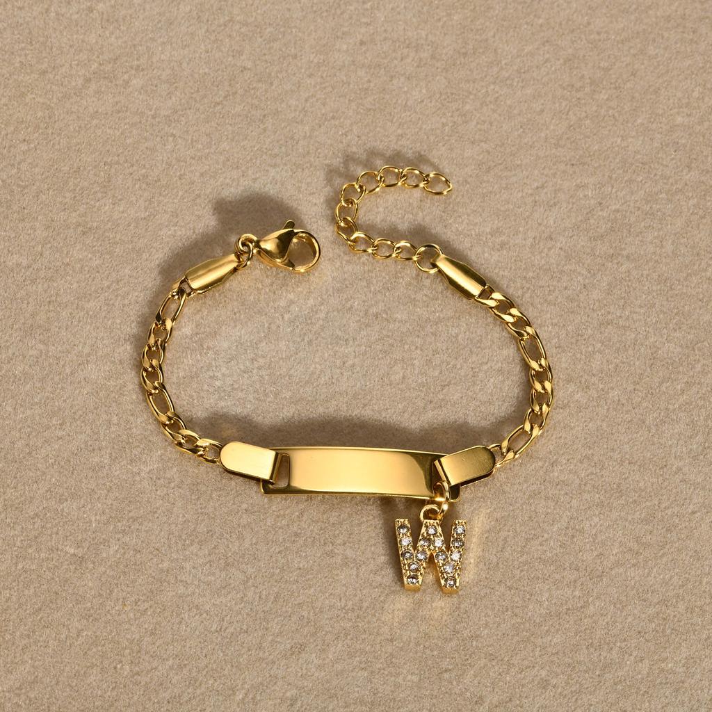 Stainless Steel Children'S Bracelet, Women'S Fashion 26 English Alphabet Jewelry, Simple Jewelry 798