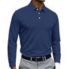 Men's Quick Dry Breathable Golf Polo Shirt Long Sleeve Button Collar Athletic Casual Shirt Sportswear