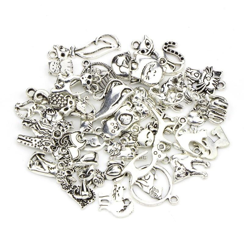 20pcs Vintage Metal Mixed Random Cat Charms Animal Pendants For Jewelry Making Diy Handmade Jewelry