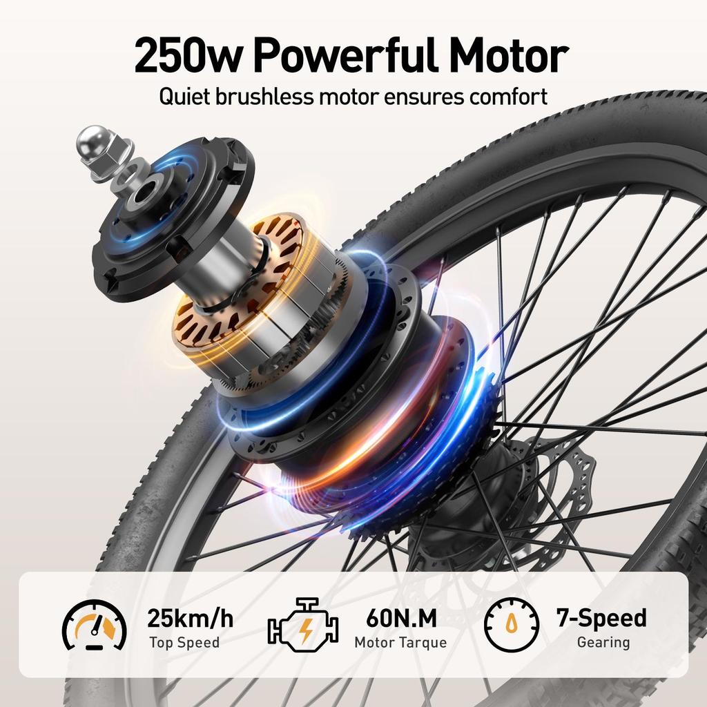 Aairsk SU7 Rower Elektryczny 250W Zasięg 30-60km Składany Lekki E-Rower dla Dorosłych do Miasta