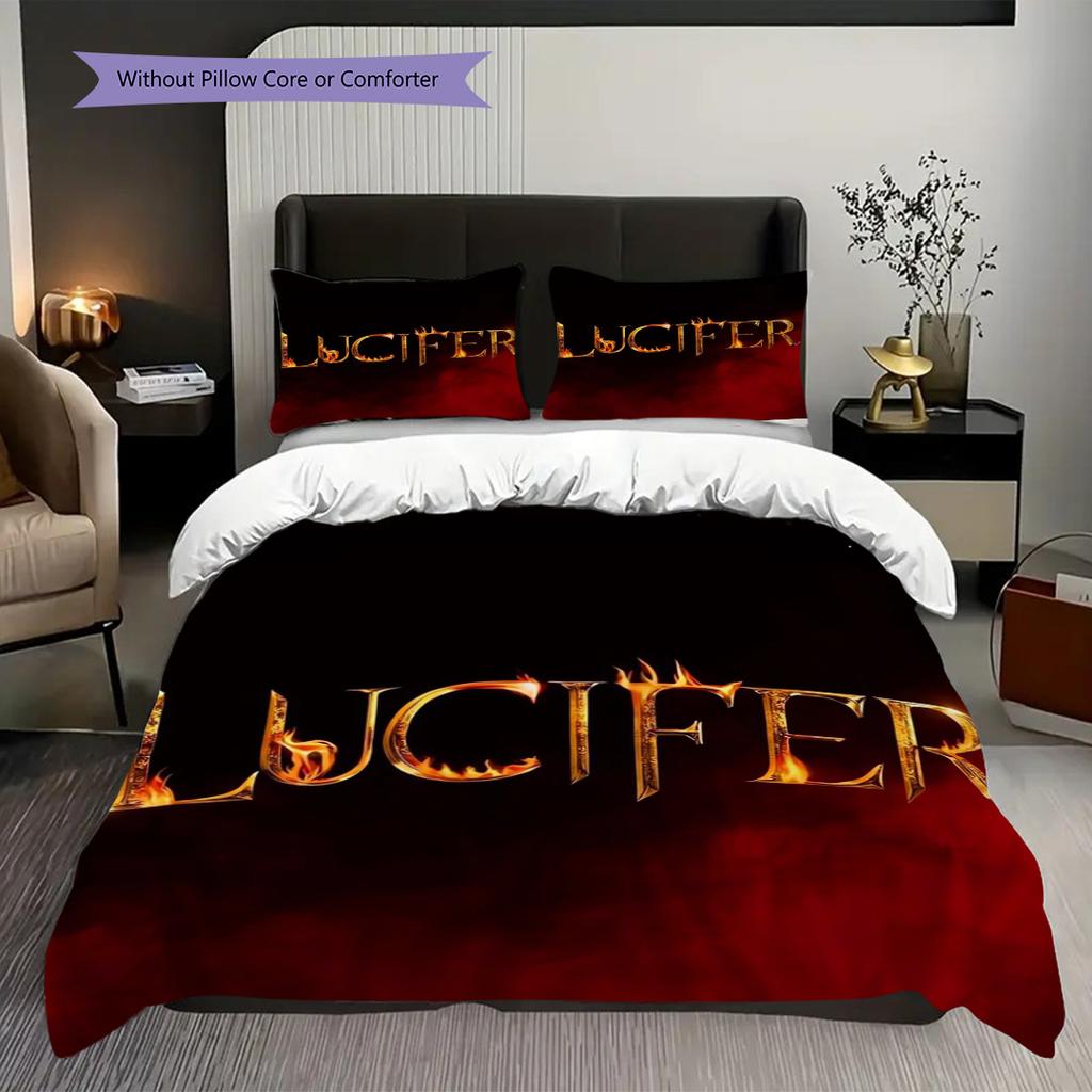 Mystery Lucifer Bedding (1 * duvet cover + 2 * pillowcase, without core) 2D Flat Duvet cover and pillowcase Christmas birthday gift Bedding set