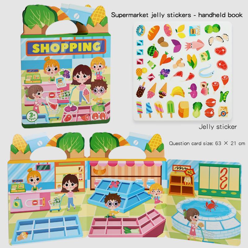 Kids Reusable Jelly Sticker Book, DIY Creative Jelly Stickers, Portable Quiet Busy Paste Sticker Book, Sticker Toy for Children