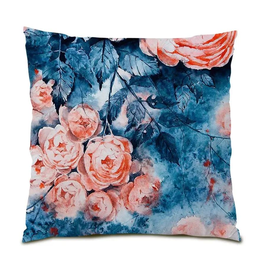 Home Decor Floral & Leafy Patterned Throw Pillow Covers Pattern Cushion Cover Suitable For Sofa Bedroom Car Pillow Cover