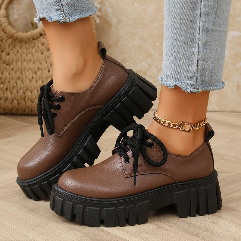 Fashion Women's Thick Heel Shoes Spring New Round Head Deep Mouth Front Strap Thick Sole Anti-slip Wear-resistant Low-top Shoes