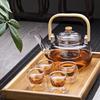 Heat-Resistant Glass Teapot with Bamboo Handle and Tea Separation Filter