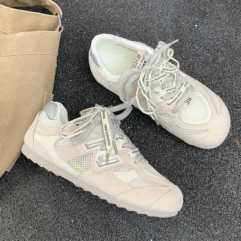 Mesh breathable casual sports shoes 2025 summer show small non-slip inner height increase German training shoes travel running women's shoes