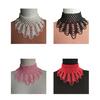 Imitation Pearl Fake Collar Necklace Hollow Design Multi Layer Detachable Collar Solid Color Dress Accessory