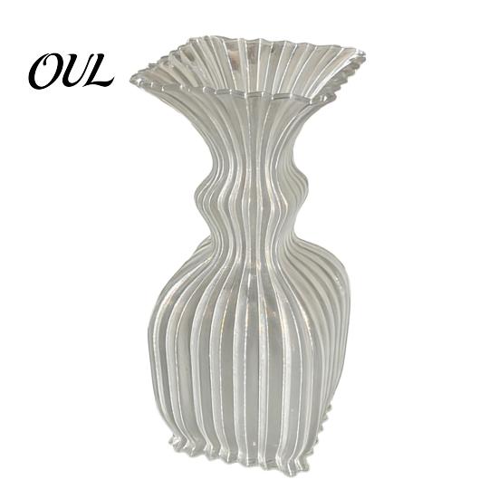 Stylish Planter for Flowers Vintage Hydroponic Flower Vase, 3D Printed Vertical Ridged Curvy Minimalist Modern Vase Balcony Sculptural Tabletop Decor