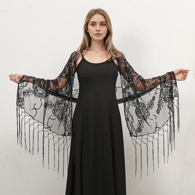 Sequin Camellia Tassels Scarf Women Luxury Shawls Woman Muslim Hijab Plain Long Cape Echarpe Femme Party Cape Tippet