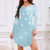Women's Long-sleeved T-shirt Dress With Round Neck, Knee-length, Loose Fit, Casual And Pockets