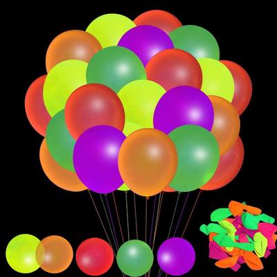 100PCS 12inch UV Neon Balloons Luminous Fluorescent Balloons Party Supplies Glow Latex Balloons
