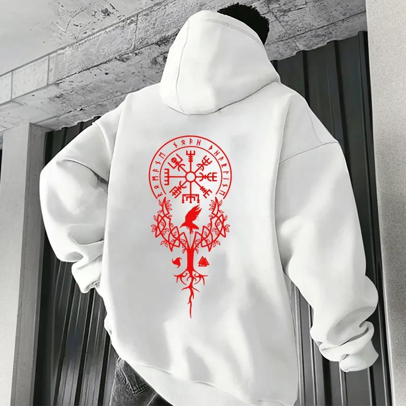 2025 New Trendy Men's Hooded Sweatshirt Ancient Art Print Sweatshirt Autumn Winter Casual Sporty Hoodie Male Fashion Coat