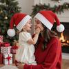 Soft Waxy Winter Hat for Adults Santa Hat, Red Knitted Christmas Kids Adults, Warm Festive Headgear Xmas Party with White Pompom Holiday Accessory
