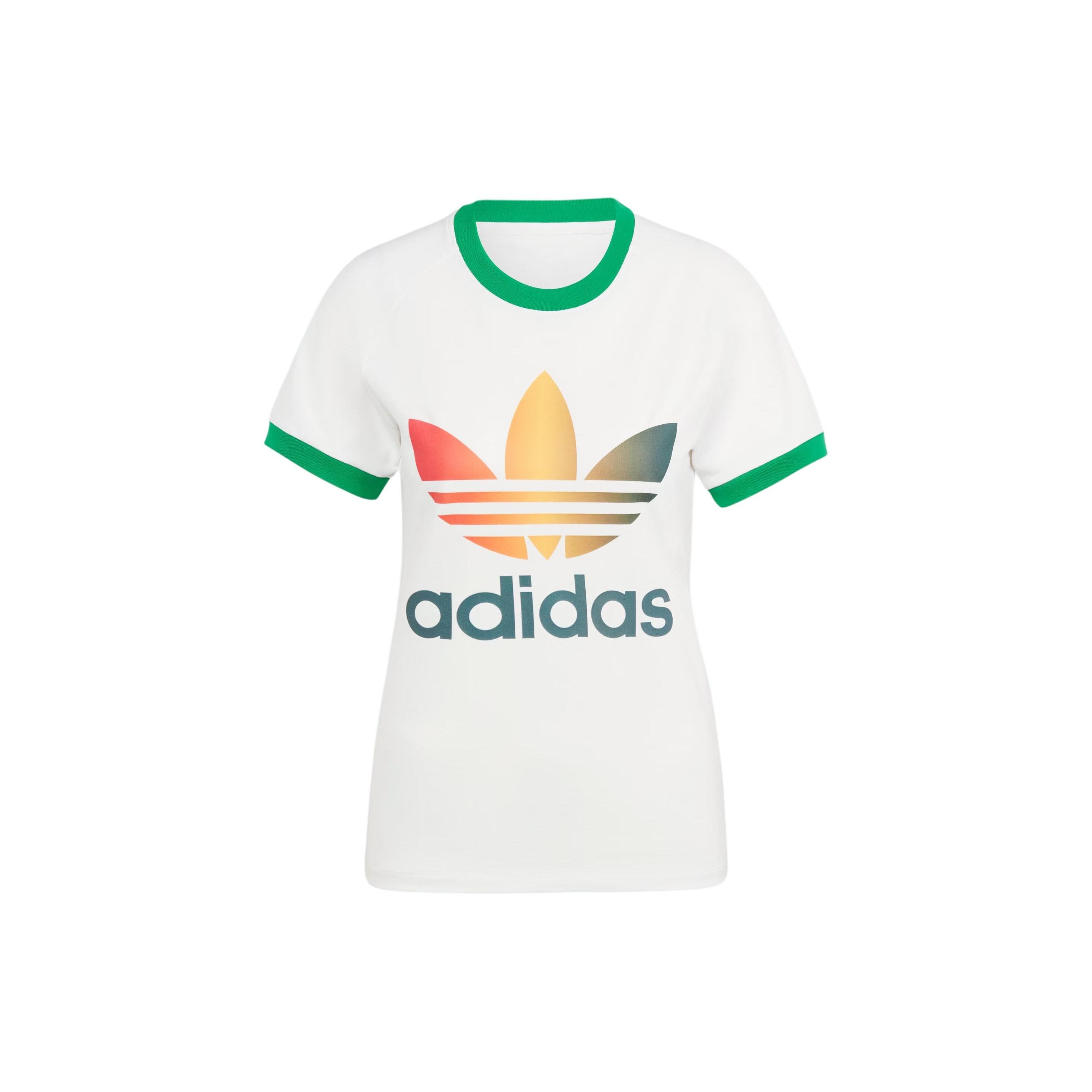 (WMNS) adidas Originals Gradient Trefoil Cali T-Shirt Asia Sizing Yellow Green Women s IS0310 S