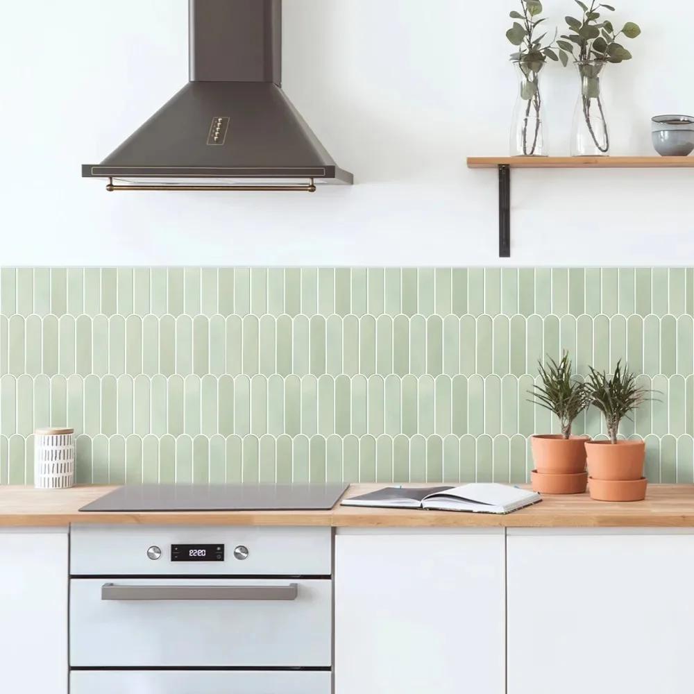 10PCS Self Adhesive 3D Wall Sticker Fish Scale PVC Tile Waterproof Mold Resistant for Kitchen Bathroom Backsplash Decor