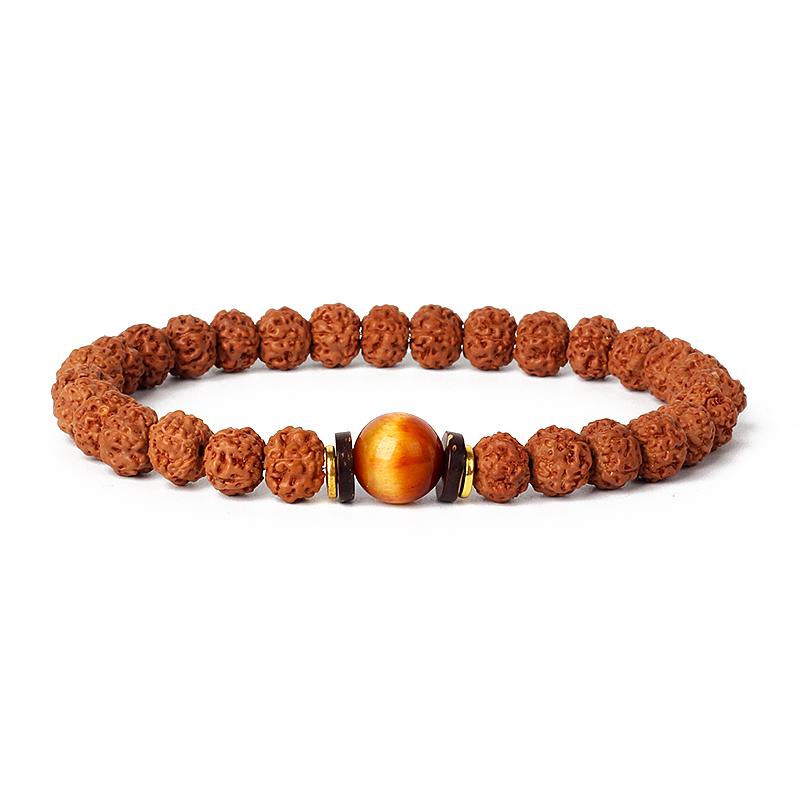 Natural Wood Star Moon Bodhi Seeds Bead Bracelet Promotes Meditation Wisdom & Good Luck Fortune Enlightenment Harmony Jewelry