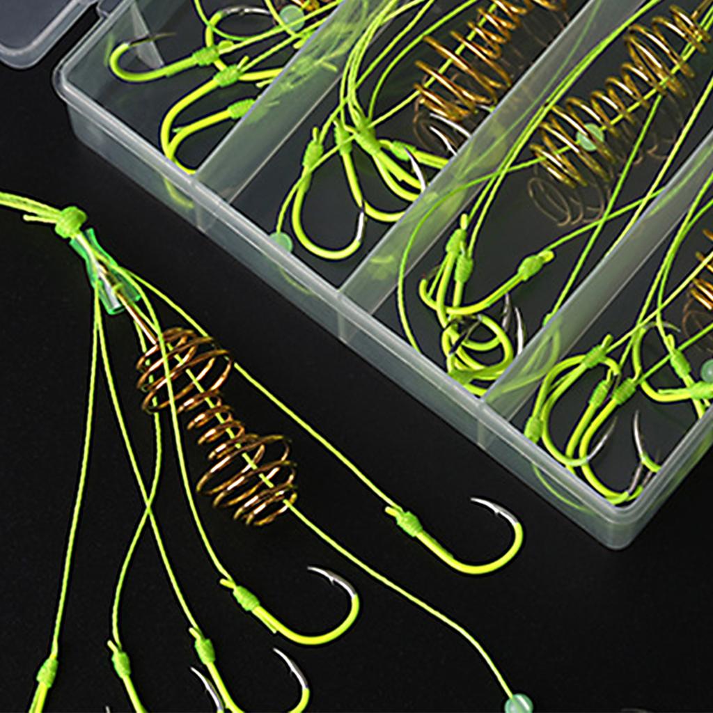 4Pcs Carp Fishing Baits Hook Lure Fish Bait Luminous with Spring Feeder Glow Beads Tackle9#