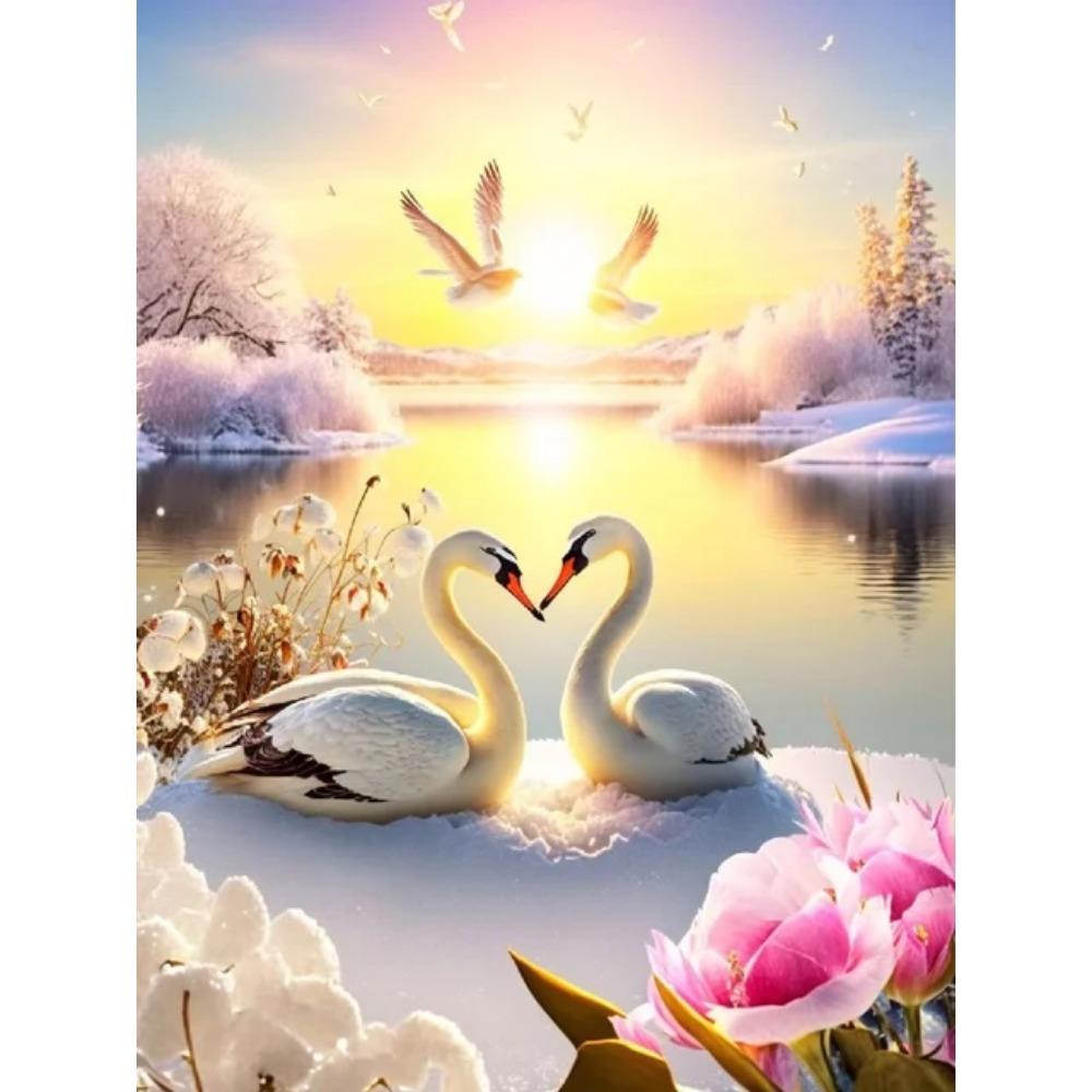 Diamantová malba Full Drill Labuť Slon Kulatý Diamantový obraz Ruční výroba Krásná motýlí květina Vlastní diamantová mozaiková malba Domácí dekorace