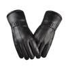 WTEMPO 1Pair Winter Warm Faux Leather Gloves Windproof Cold-proof Outdoor Cycling PU Gloves Men Fleece Touch Screen Thick Gloves
